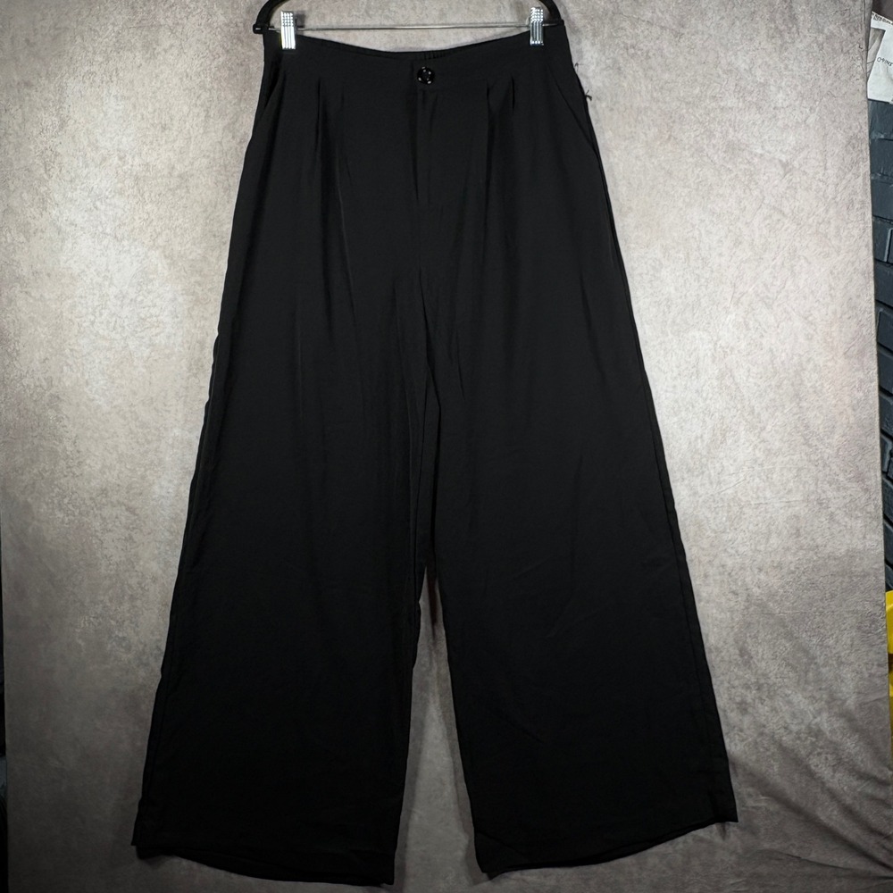 Haute Monde Pants Womens XL Black Wide Leg Pleated Elastic Waist Casual Work